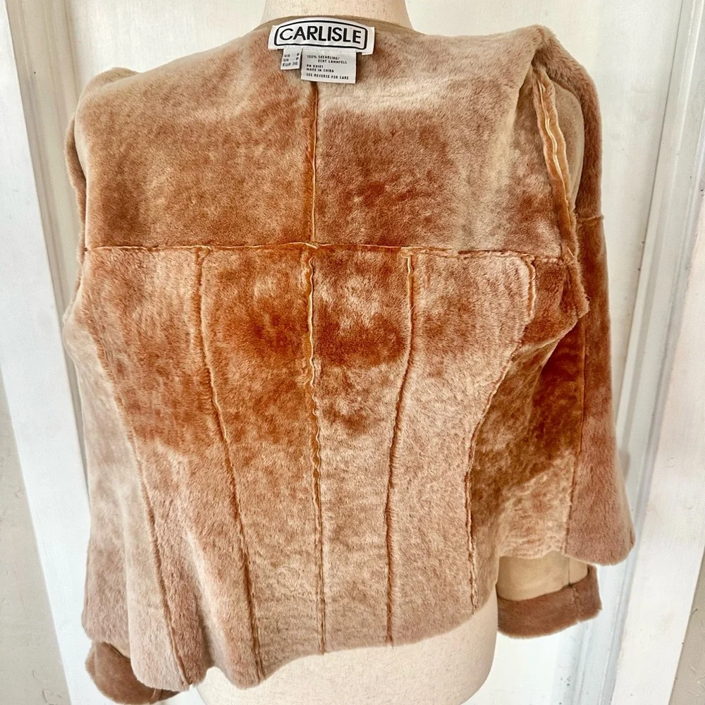Carlisle Vintage Genuine 100% Shearling Wool Tan Coat Size 6 Womens - Picture 6 of 7